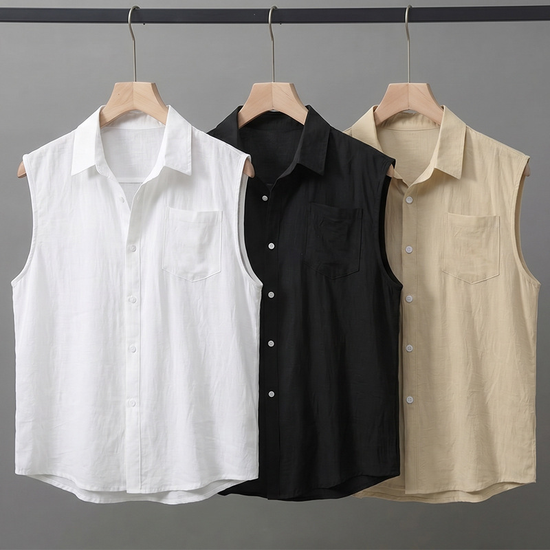Cross-Border Plus-Size Sleeveless Shirt for Men 2026 Summer New Casual Breathable Vest Pullover Top