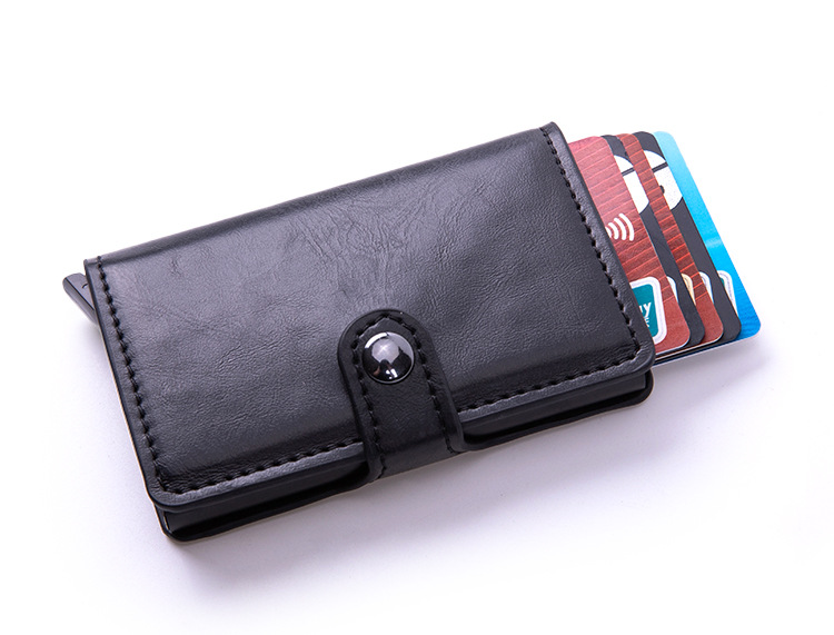 Bolsa antirrobo para tarjetas, billetera con clip explosivo para tarjetas, caja automática para tarjetas de aleación de aluminio, RFI_voghion.com