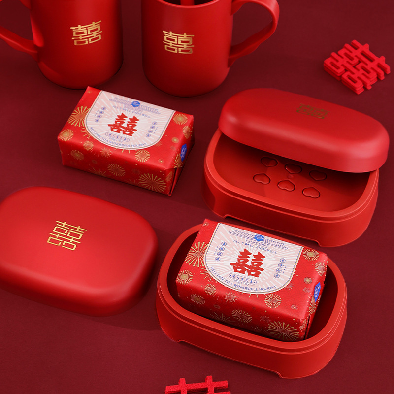 Wedding soap bride Dowry wedding preparation items housewarming moving happy fu character handmade soap festive supplies