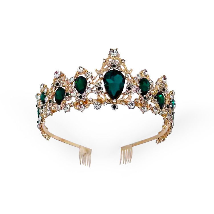 Corona de novia europea y americana con diamantes de imitación, diadema de reina para boda, accesorio para el cabello de cumpleaños, diadema para peinado, corona para el cabello, tocado de princesa