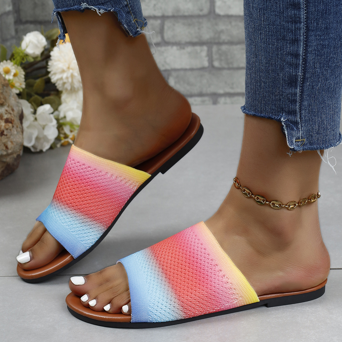 Women's Casual Colorful Round Toe Slides Slippers display picture 7