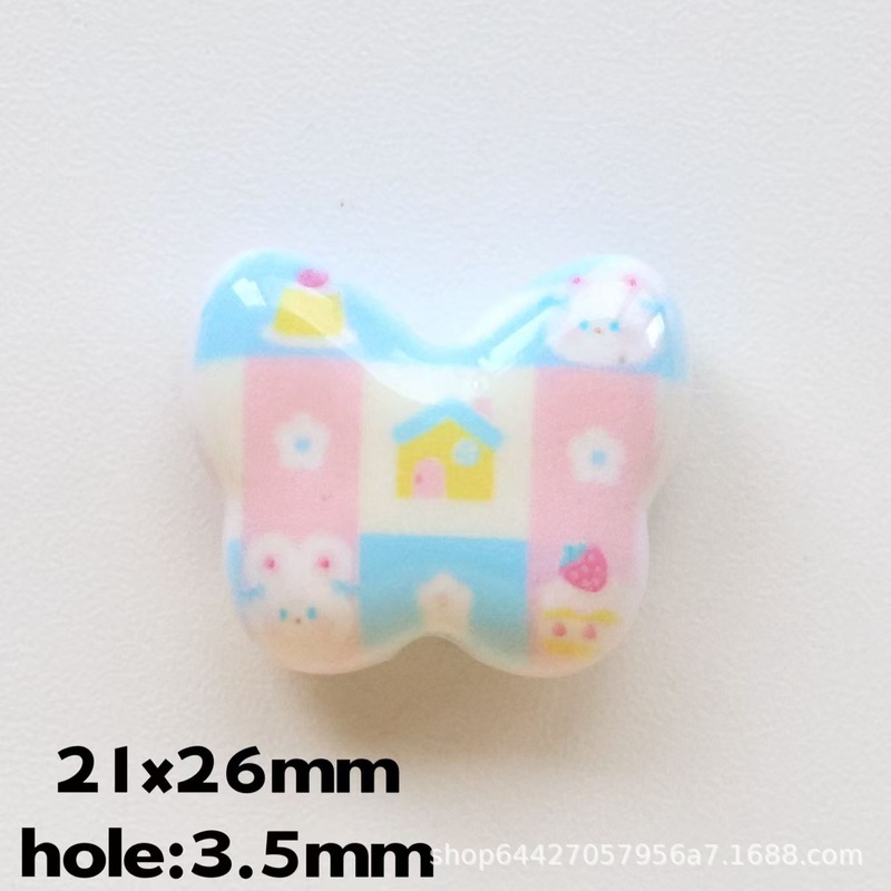 炫彩UV印花蝴蝶图案散珠diy手机链手链链条串珠饰品配件|undefined