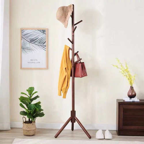 Floor-standing Beechwood Simple Coat Rack Home Living Room Wooden Coat Rack Nordic Style Portable Solid Wood Clothes Rack 