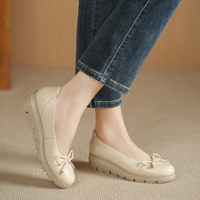 2025外贸女鞋春夏新款浅口圆头坡跟单鞋女低帮厚底松糕鞋大码跨境