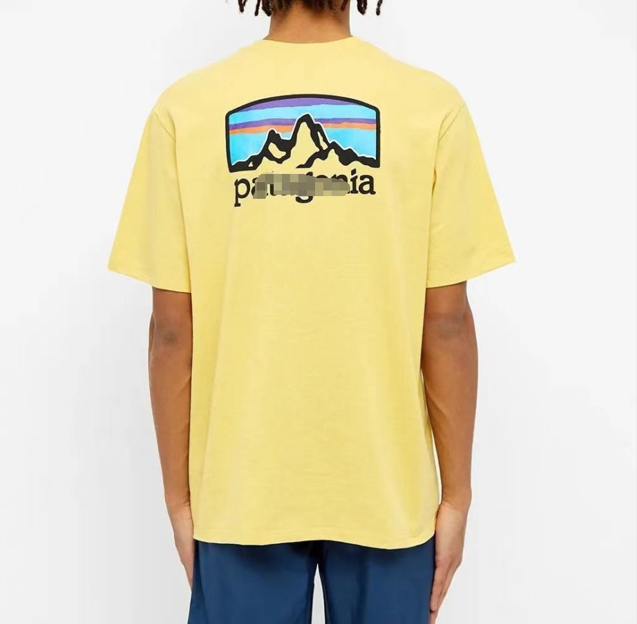 Comercio exterior verano montaña impresión casual suelta cuello redondo camiseta de manga corta hombres y mujeres parejas