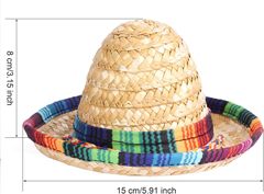 Amazon's best-selling 15cm mini wide-brimmed Mexican hat, Cinco de Mayo straw hat party decoration with rope suitable