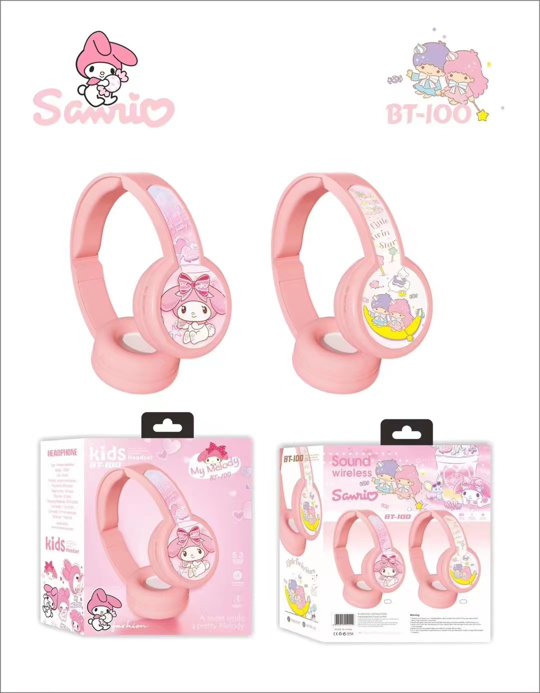 thumbnail image 1 of Kurome Auriculares inalámbricos con Bluetooth Melody, auriculares estéreo para perro con orejas grandes, ordenador, teléfono móvil, música, 1 of 5