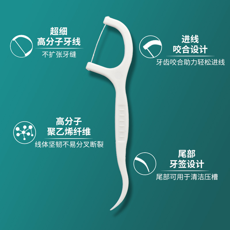 500支装超细高拉力一次性牙线棒 口腔诊所独立包装牙线