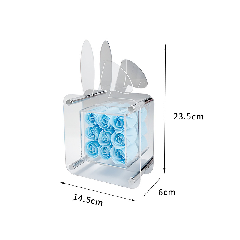 토끼귀 창작완성 꽃상자(비누꽃), 14.5*6*23.5cm
