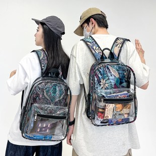 Cross-border Amazon PVC Student Backpack Trendy Color PVC Small Backpack Leisure Vacation PVC Travel Backpack