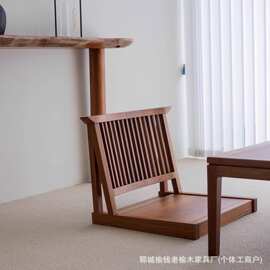 老榆木榻榻米椅实木单人椅家用阳台休闲椅民宿禅意打坐椅子喝茶椅
