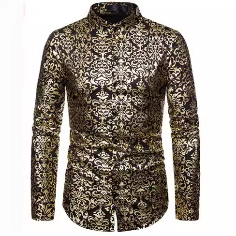 2023 Europea y América primavera nuevos hombres 3D impreso personalizado de solapa casual Camisa de manga larga de los hombres más tamaño camisa de los hombres