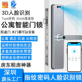 智能3D人脸识别通通锁公寓木门防盗门Tuya涂鸦九国语言指纹密码锁