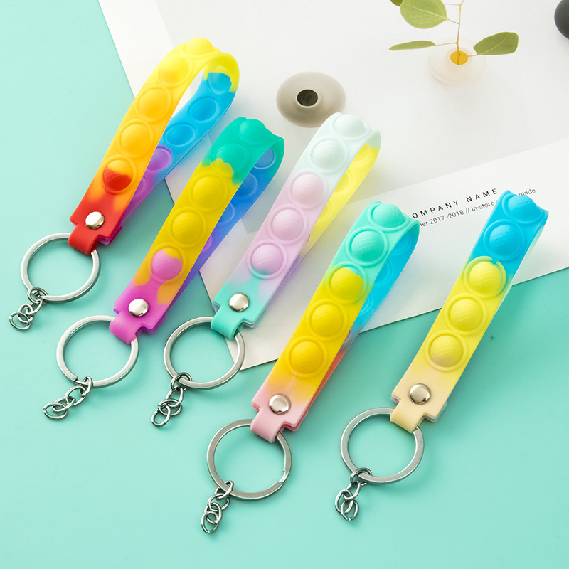 Colorful Gradient Bubble Stress-Relief Keychain Wristband, Mouse Exterminator Pendant, Finger Bubble Press Toy, Silicone Wristband Colorful Gradient Bubble Stress-Relief Keychain Wristband, Mouse Exterminator Pendant, Finger Bubble Press Toy, Silicone Wristband