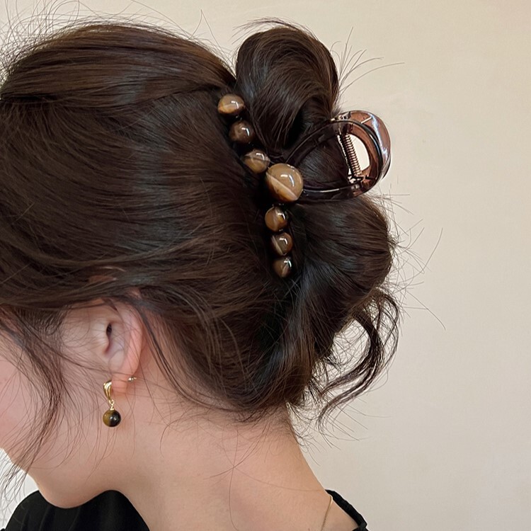 グリップ力が強い ~ 高級感盤髪ボールクリップ大ヘアクリップ女後頭部ネット赤insサメクリップ髪飾り|undefined