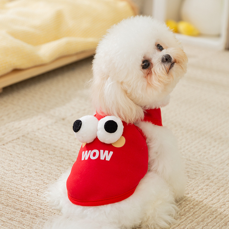 Otoño y invierno lindos perros grandes ojos lindos niños dos patas delgadas camisetas de lana gatos tracción cálida mascota ropa Teddy