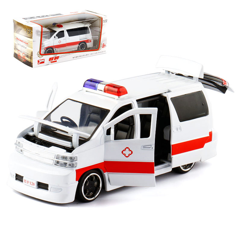 【盒装】jkm 金属1/32君爵 改装MPV面包车5开门声光合金车模