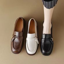 英伦风软底小皮鞋2024新款软皮一脚蹬乐福鞋百搭圆头单鞋女豆豆鞋