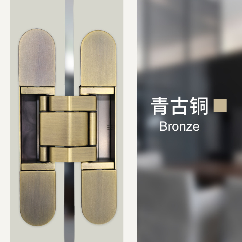 Bisagra oscura cruzada de aleación de zinc de bisagra oscura de puerta invisible ajustable tridimensional, bisagra oculta plegable de puerta de madera en forma de H gruesa de 180 grados image 11