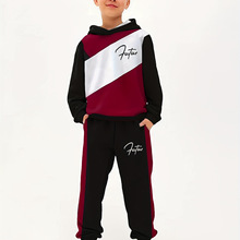 宇航员男童2025新款潮酷儿童装时尚休闲拼接款连帽卫衣两件套