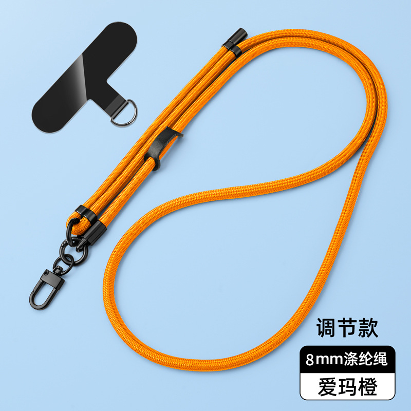 Cordón para teléfono móvil de 8mm, cuello colgante, mensajero, muñeca, eslinga de nailon resistente, cuerda anti-pérdida, longitud ajustable, espalda
