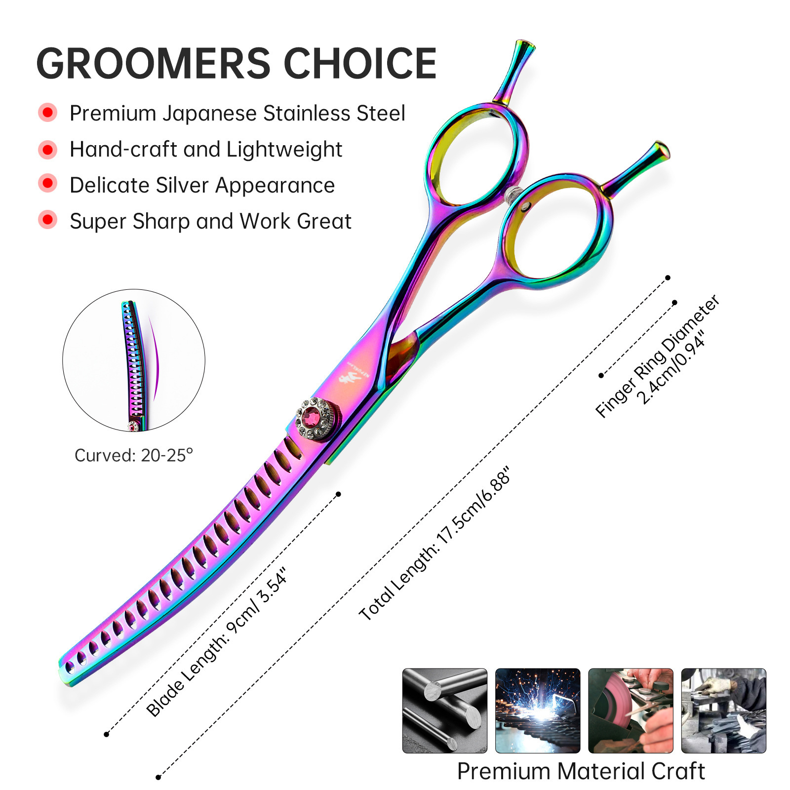7.0inch Pair Tail Fish Bone Dense Beauty Hair Trimming Scissors Pet Curved Teeth_voghion.com