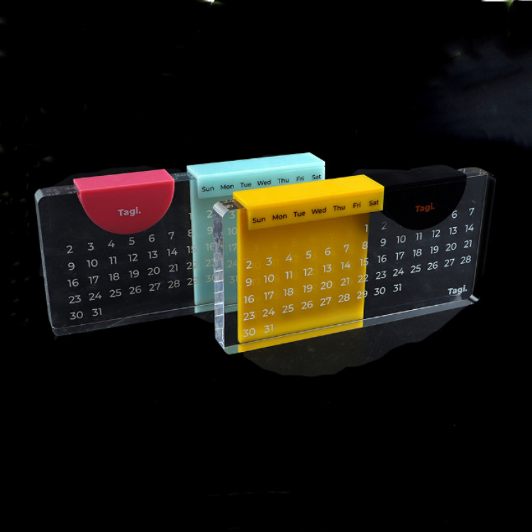 透明亚克力装饰摆件工艺品 加厚可滑动亚克力台历台卡 可雕刻logo