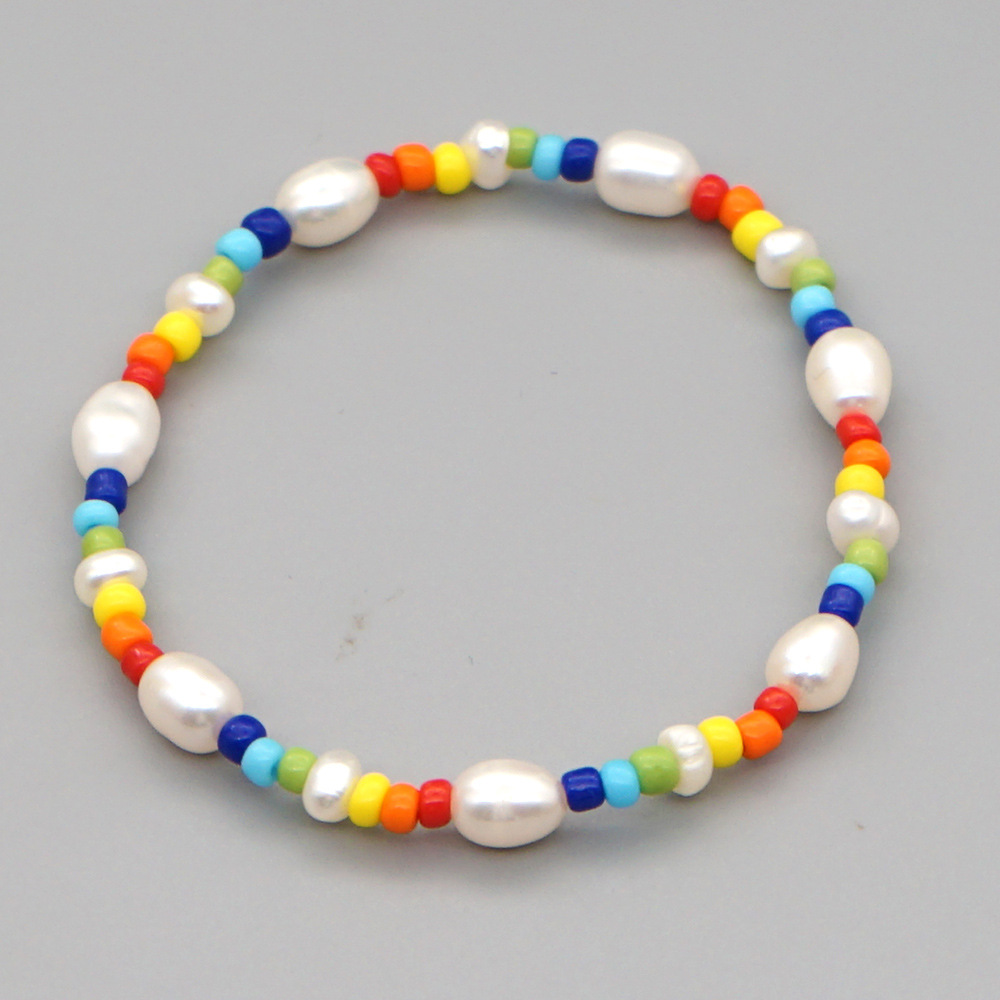 Simple ethnic freshwater pearl Miyuki beads woven braceletpicture5