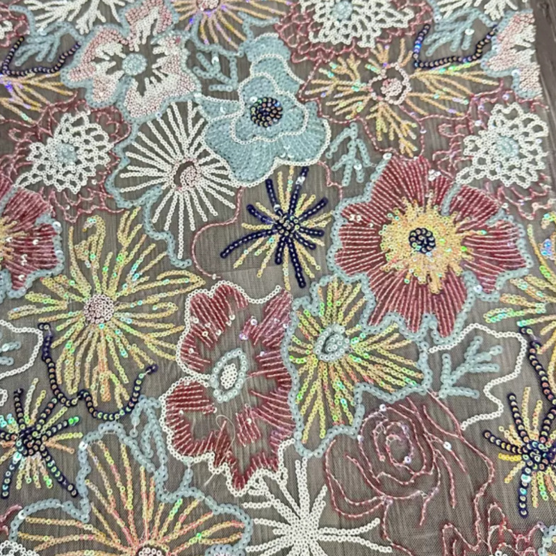 小清新3+5+7mm多彩亮片绣 唯美女裙童装晚礼服宴会服珠片童装面料