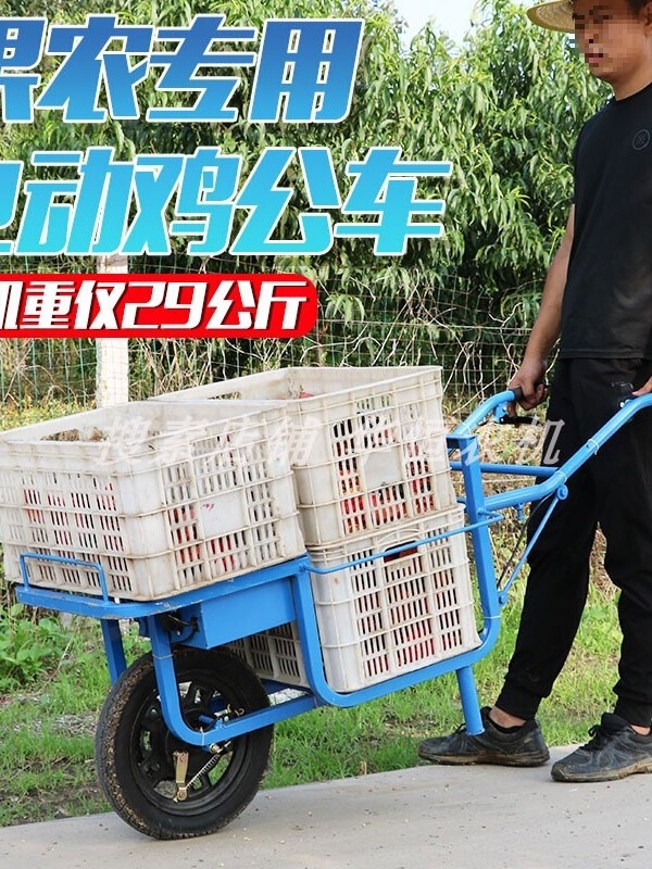 Electric Chicken Cart, Agricultural Hand-Pulled Wheelbarrow, Orchard Transport Small Lithium Battery 24V Creeper Trolley