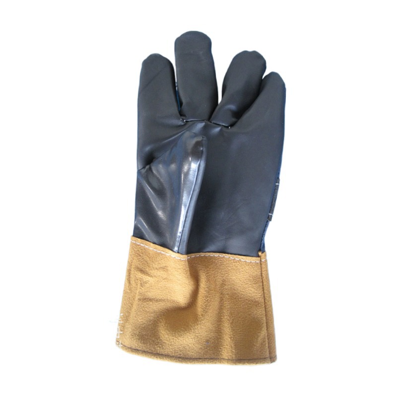 仿皮劳保手套 双层革人造革搬运防护劳保手套便宜革布手套