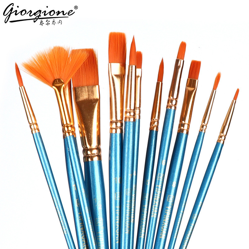 12 Blue Rod oil brush set painting graffiti watercolor brush nail gouache brush Children's Day gift 12 Blue Rod oil brush set painting graffiti watercolor brush nail gouache brush Children's Day gift