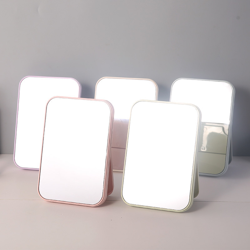 Espejo de maquillaje de escritorio, tamaño grande, espejo plegable estilo princesa, espejo rectangular, espejo sencillo para dormitorio.