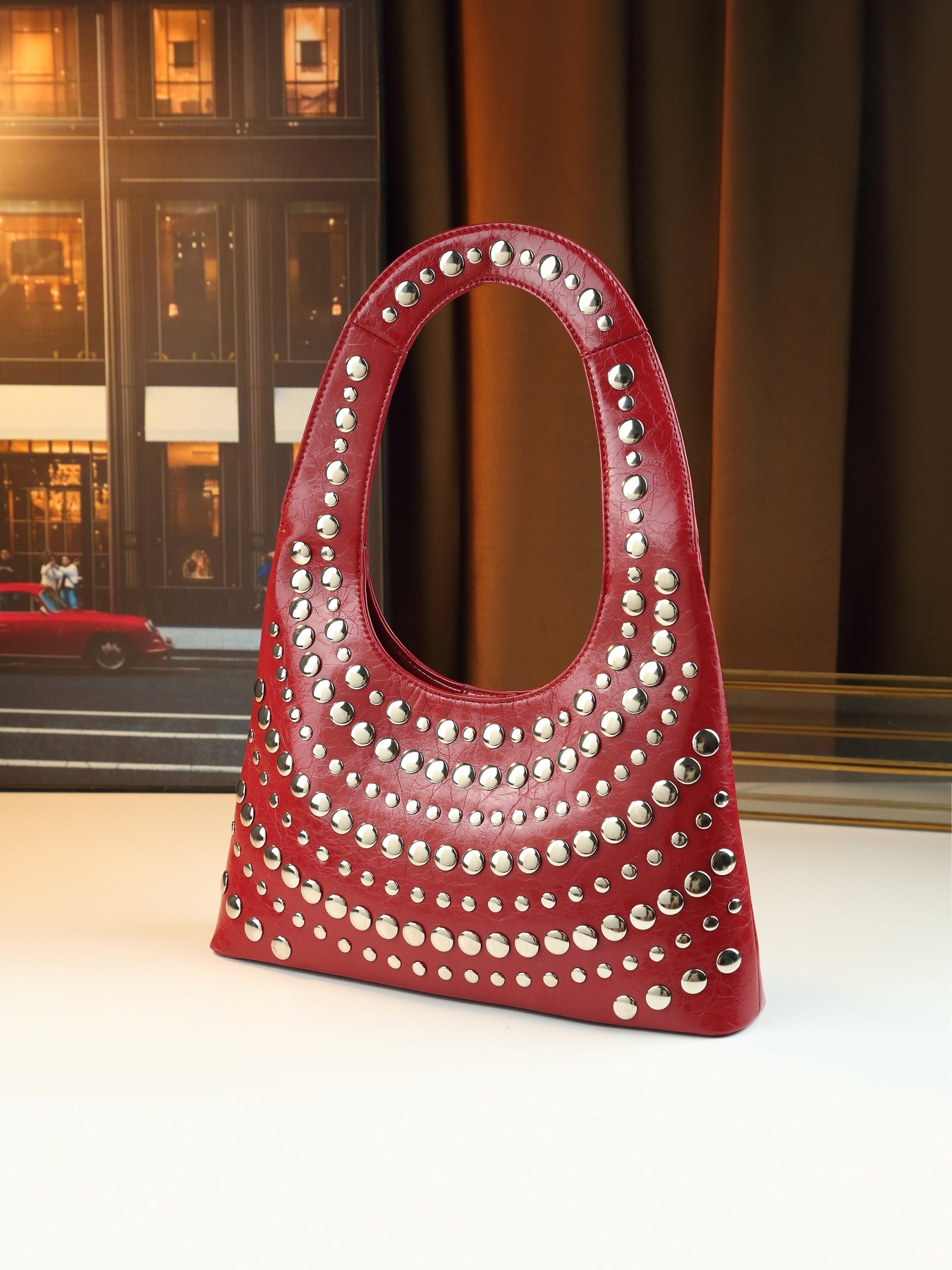 Borsa a mano con borchie da donna borsa a spalla stile punk cool_voghion.com