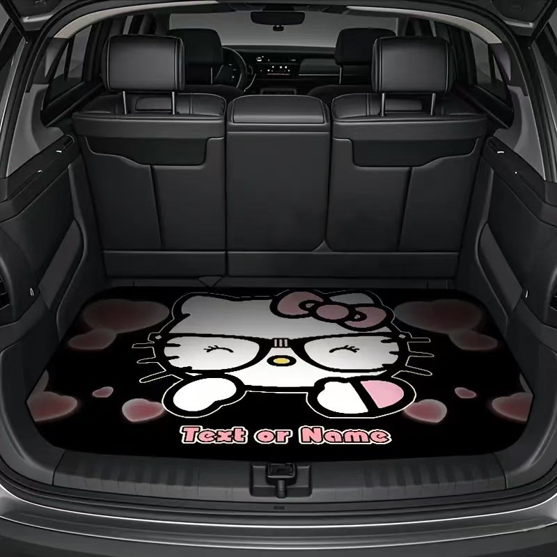 TEMU branded and shipped cute Hello Kitty car trunk mat, dirt-resistant, dust-proof, non-slip, easy to maintain car floor mat