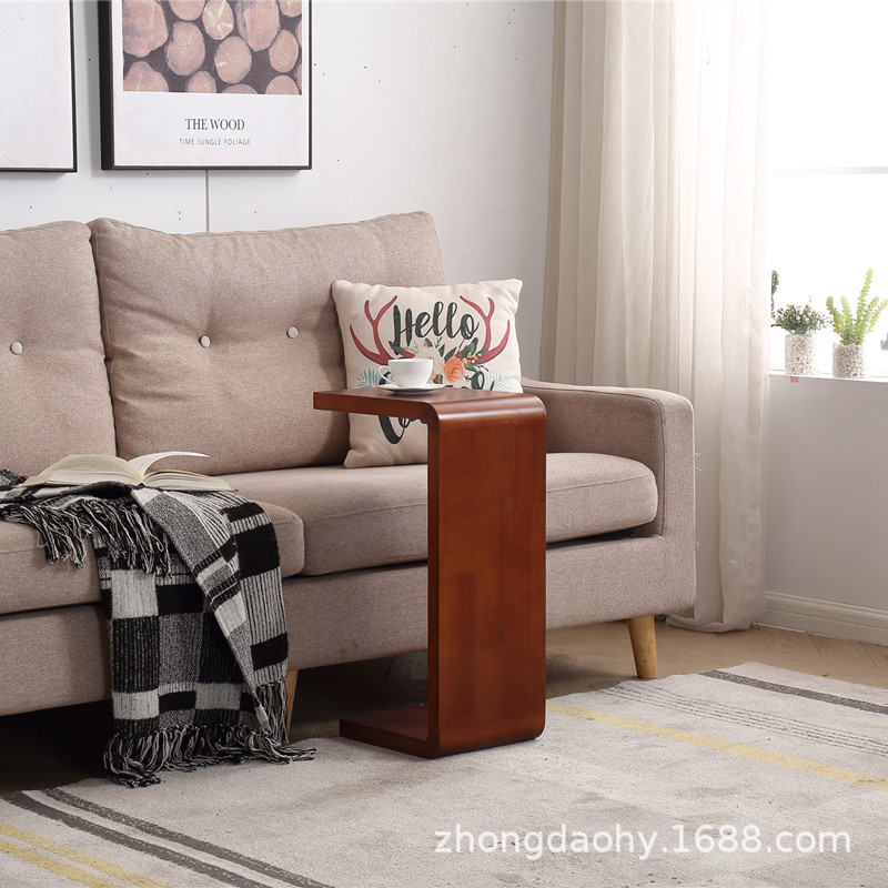 Zhongcanghong Island madera maciza en forma de U de tipo C tatami estante de almacenamiento apartamento pequeño mesa de esquina mesa de noche creativa mesa auxiliar de sofá