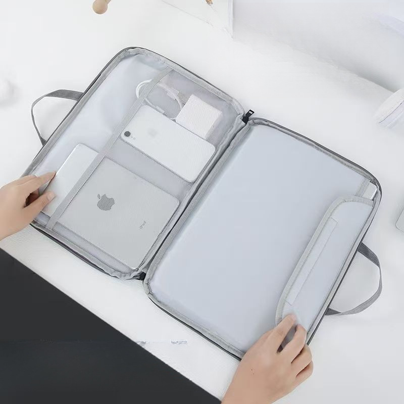 Casual Pure Color Portable Notebook Laptop Bag Fleece-Lined Waterproof Sheepskin Material 14inch Computer Bag