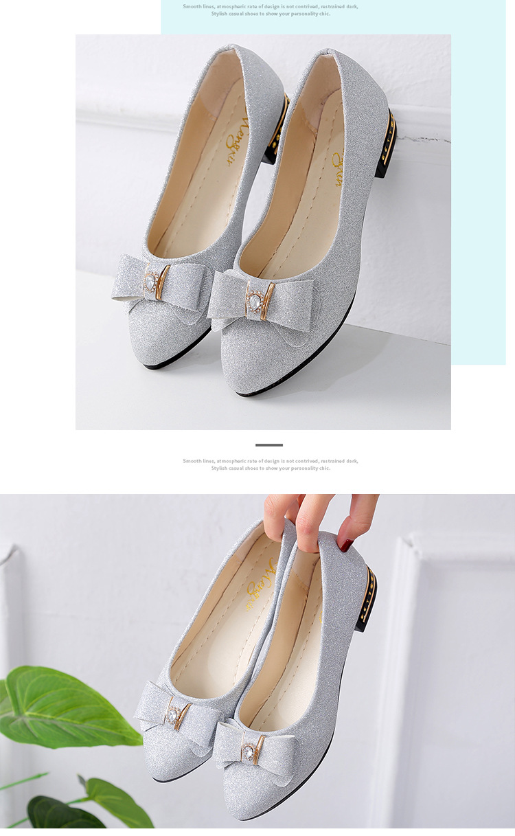 Spring Bow Knot Mom Shoes Low Cut Women's Sequined Soft Soled Loafers Professional Single Shoes_vogvips.com