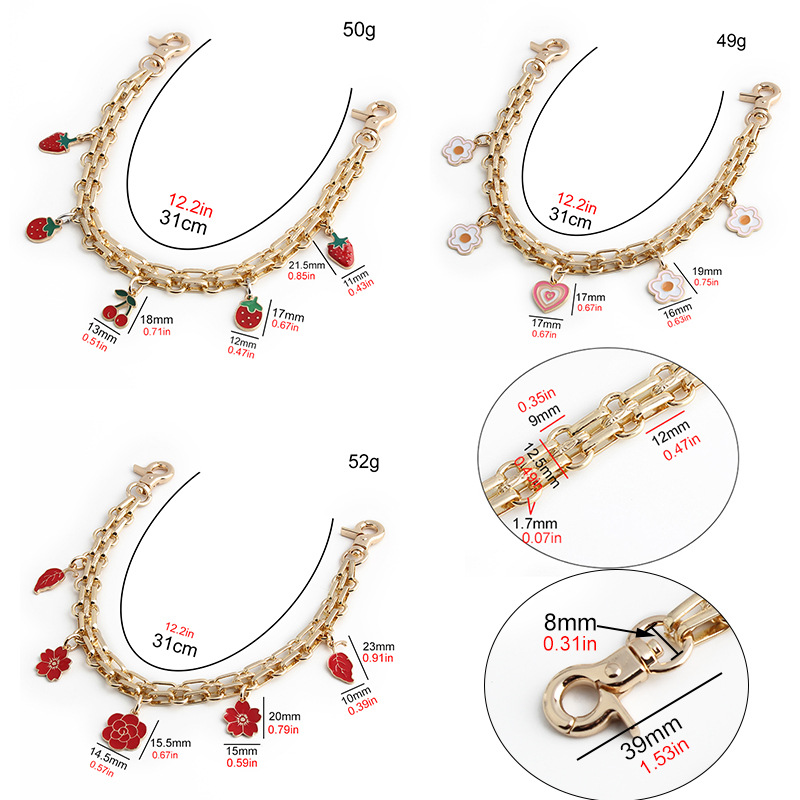 42g Weight Bag Chain Bag Accessories Type 1 Piece Alloy Solid Color Bag Chain