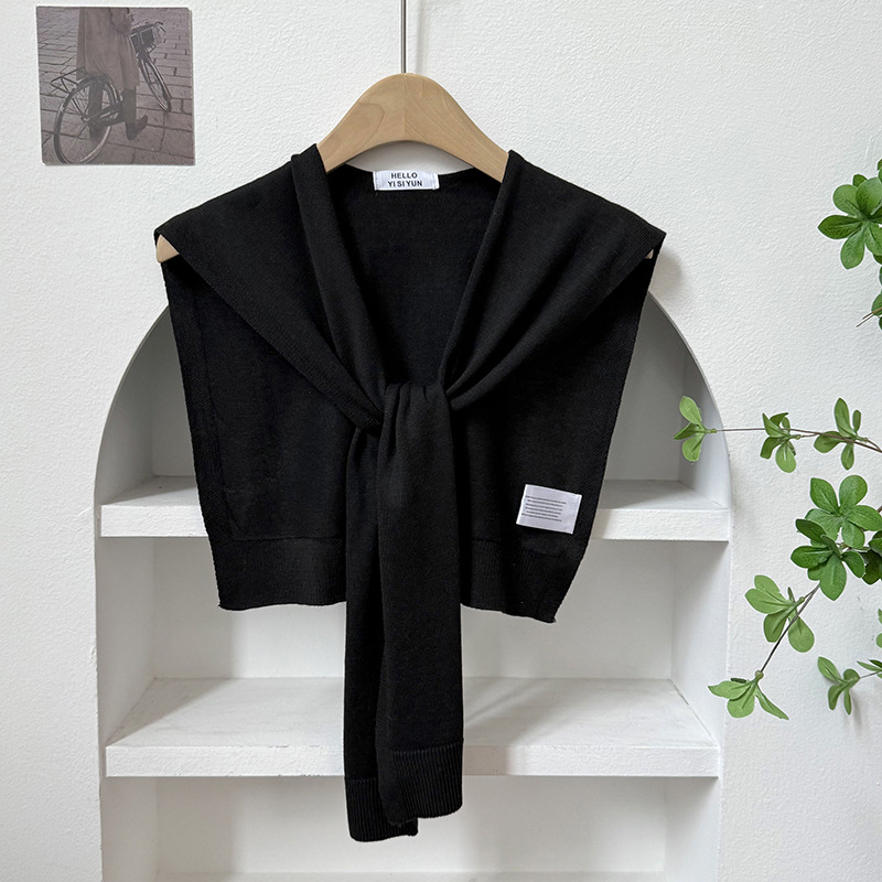 Challas de punto para mujeres primavera y verano coreano nuevo exterior de color sólido pequeño challas de aire acondicionado sala challas cuello falso hombro