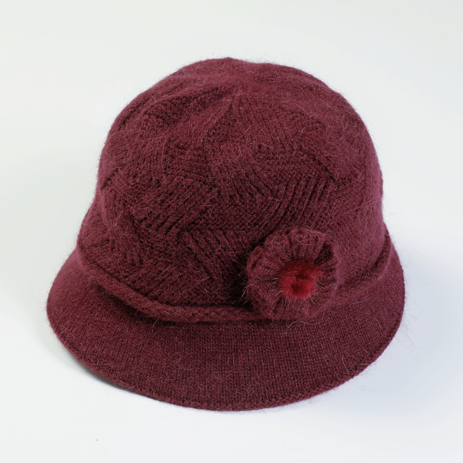 Gestrickte Damen Mütze Mit Kaninchenhaar Warm Für Den Winter_voghion.com