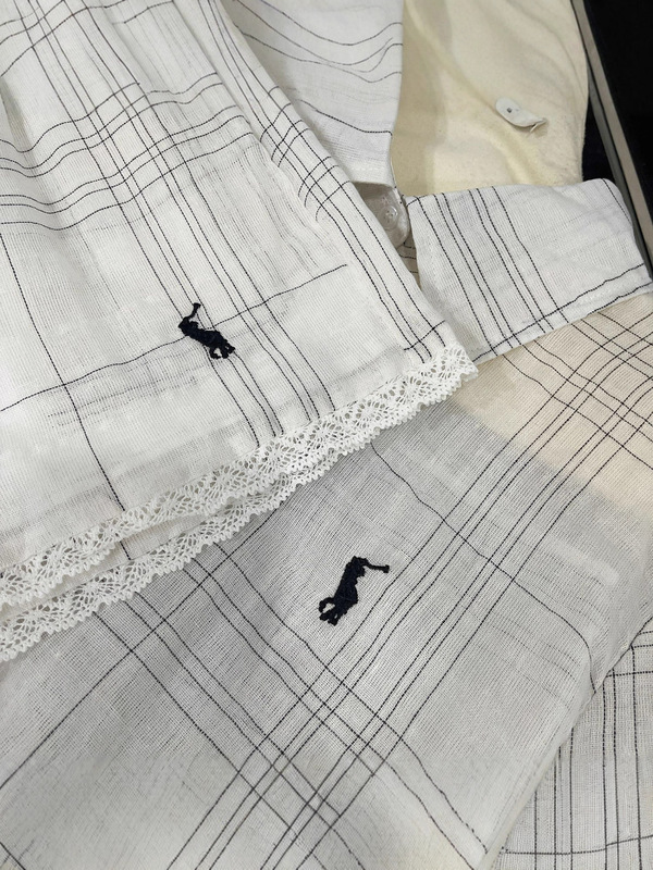 高品质~早秋新款polo领长袖衬衫套装亚麻天丝防晒衬衣短裤两件套|undefined