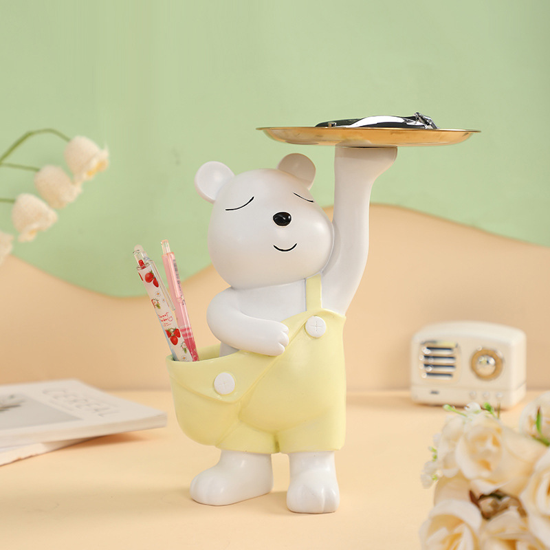 Pocket bear entrance key storage decoration cream style living room Tray storage rack moving new home housewarming gift