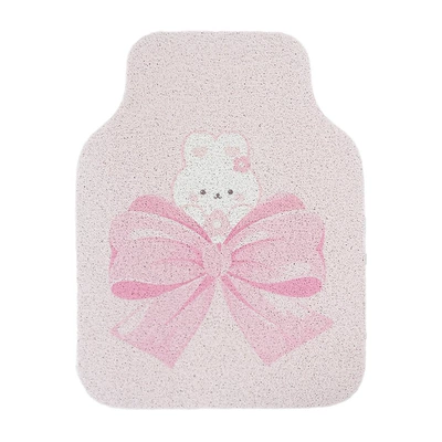 Cartoon bow car foot mat silk ring printing car anti-dirty non-slip floor mat cute decorative car foot mat (Universal Foot Pad) - big-bow-rabbit-foot-mat-front-row