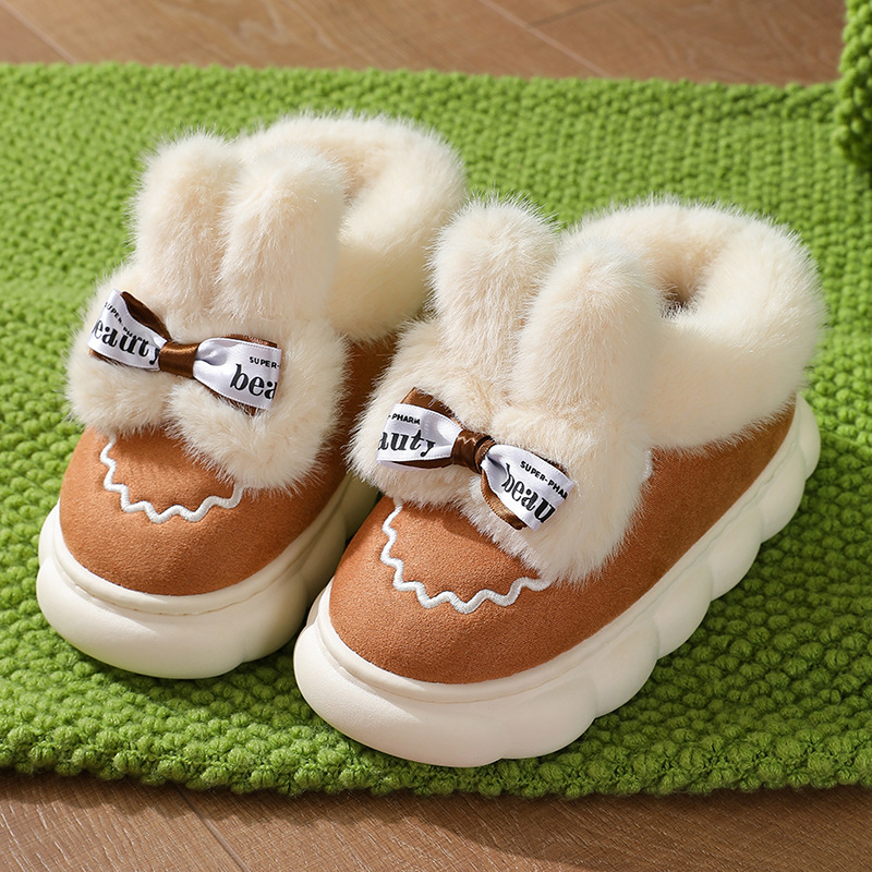 Pantuflas de algodón para niños, nuevo estilo para niños de mediana edad y mayores, además de terciopelo y engrosadas para mantener el calor en interiores, pantuflas peludas informales.
