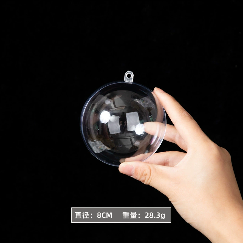 acrylic transparent ornament ball, split fillable, for Christmas and window displays, 4–20 cm