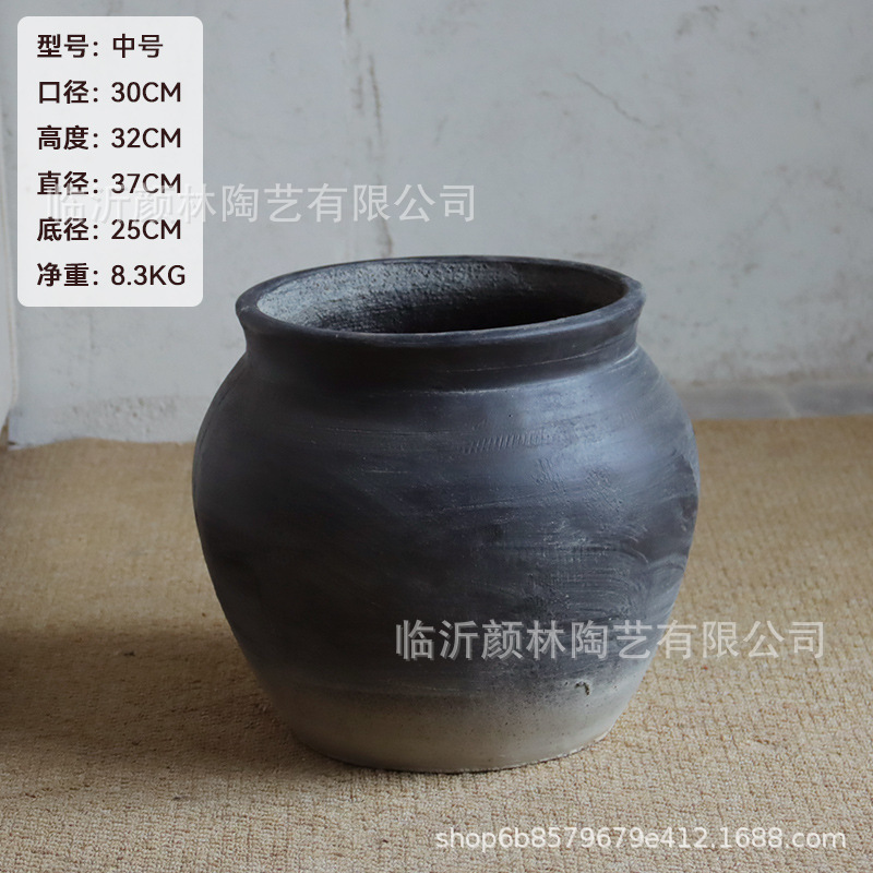 Gradiente maceta de cemento negro gran estómago retrógrado maceta de tequila azul sala de estar interior maceta de plantación simple
