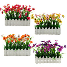 跨境仿真植物盆栽家居装饰摆件仿真花春草紫罗兰套装婚庆拍摄道具