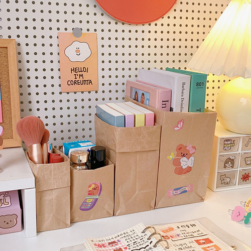 Milk tea shop food paper bag kraft bag disposable oil-proof hamburger bag takeaway bag ins storage storage bag