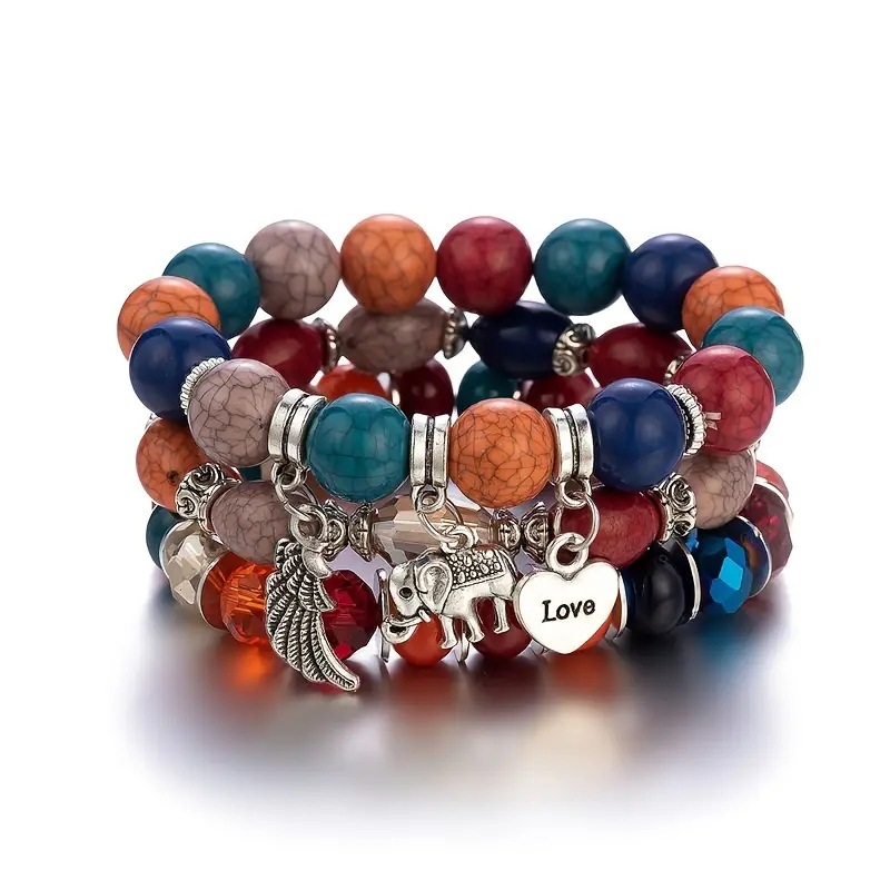 57g Weight Bracelets Classification 1 Piece Quantity Classic Style Round Alloy Beaded Women's Bracelets